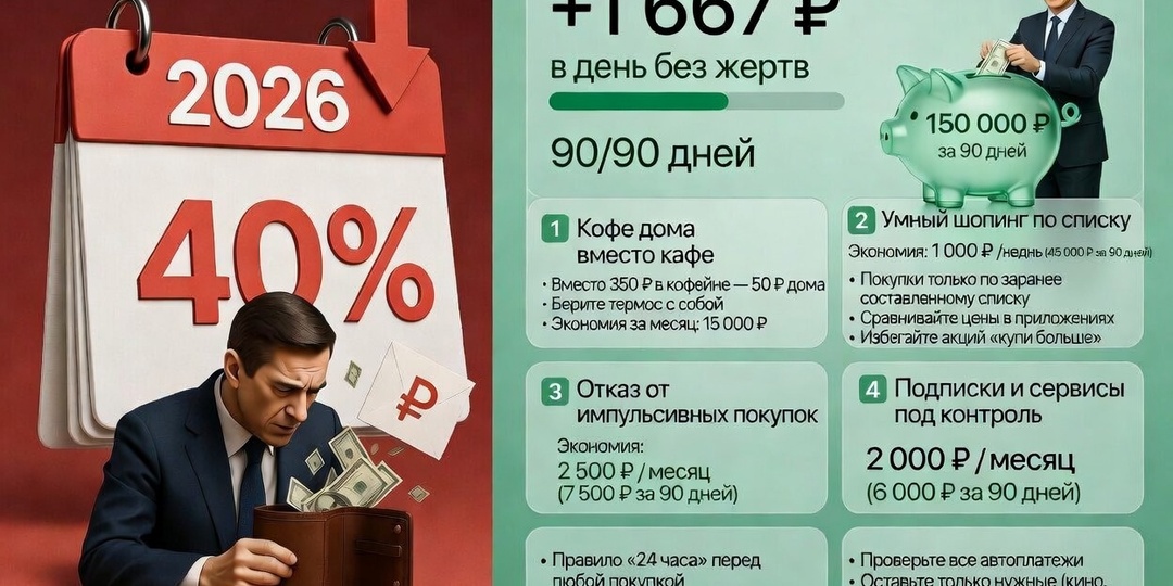 Как сэкономить 150к руб за 90 дней без лишних жертв