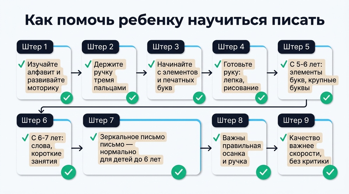 Как помочь ребёнку освоить письмо  📷
