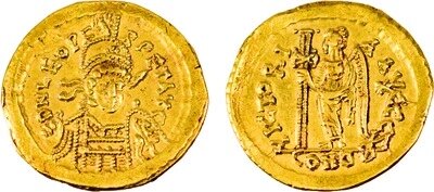 Имп. Лев I. Золотой солид. Аверс. Реверс. 457–474 гг. Фото: Открытая православная энциклопедия