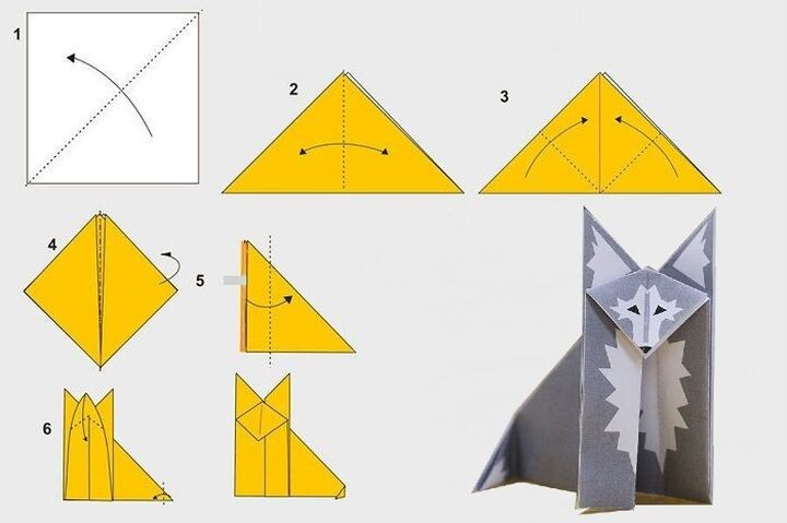Простая схема волка-оригами