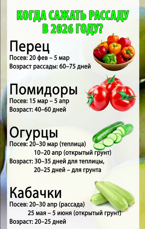 Посадка культур на рассаду