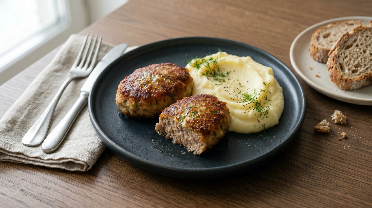 Домашние котлеты с золотистой корочкой и пюре