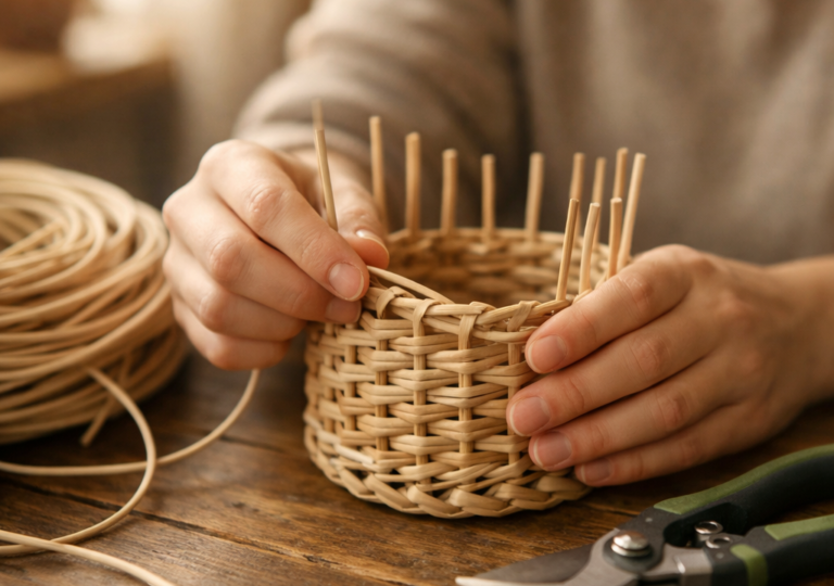 Плетение кашпо из ротанга: первое изделие для начинающих за вечер