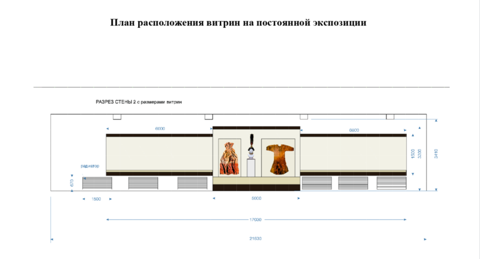    План расположения витрин на постоянной экспозиции . Источник: из проектной документации