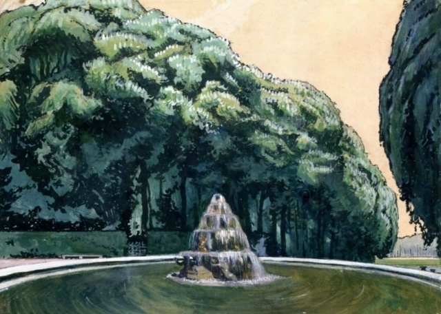 А. Н. Бенуа «Каштаны весной. Версаль», 1906 год. Бумага, акварель, белила. Размеры: 48,5х66 см. Фото картины взято из открытого источника.