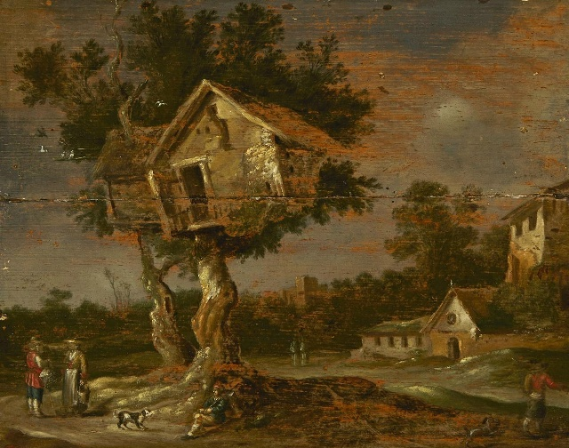  Карл Корнелисзон де Хоох «Путешественники под голубятней» (холст, масло, 36х46 см)