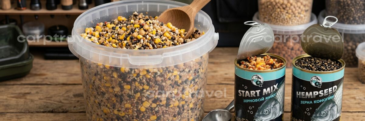 Дроблёная зерновая смесь CarpTravel Start Mix + семена конопли Hemp Seeds — рабочая основа весеннего микса