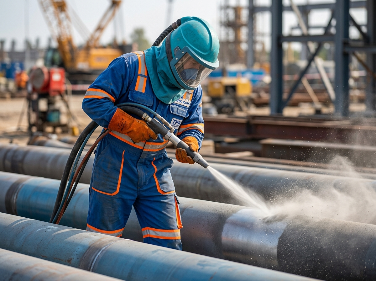 Пескоструйная обработка металла купершлаком - создание шероховатости для надёжного сцепления огнезащитных составов