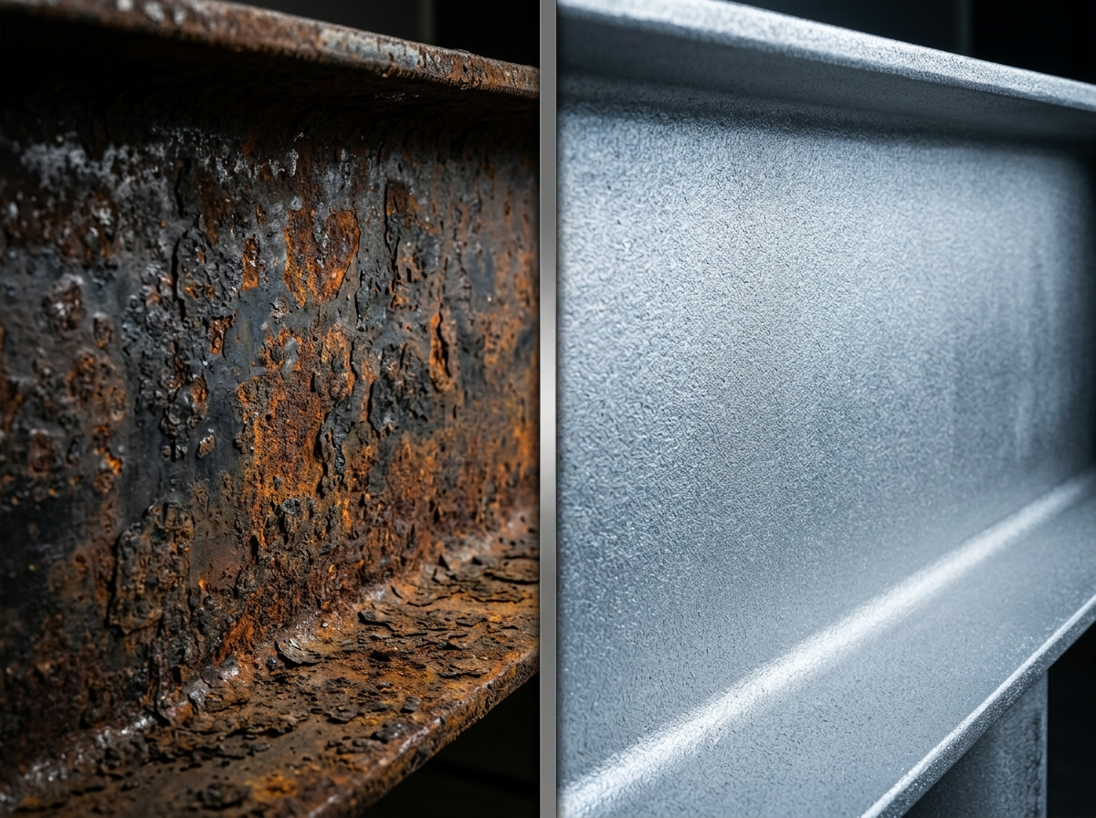 Металл до и после пескоструйной обработки - разница, от которой зависит качество огнезащиты