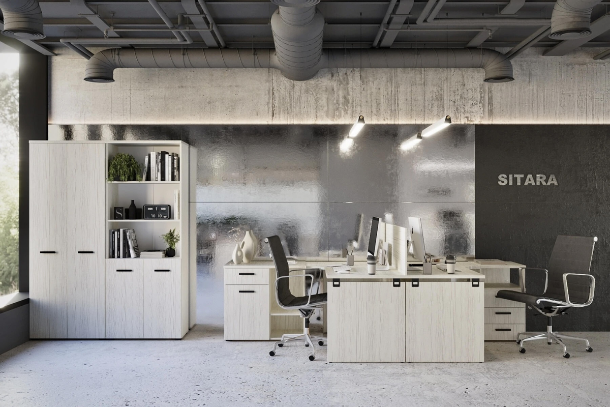 В коллекции «Ситара» есть стеллаж, который можно использовать для зонирования пространства. Код для поиска на сайте — 308556.