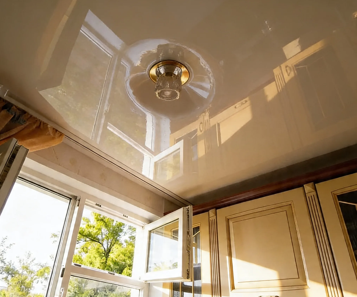 Вода попала за потолок, а плафон держит... Ждем монтажников и привет соседям...