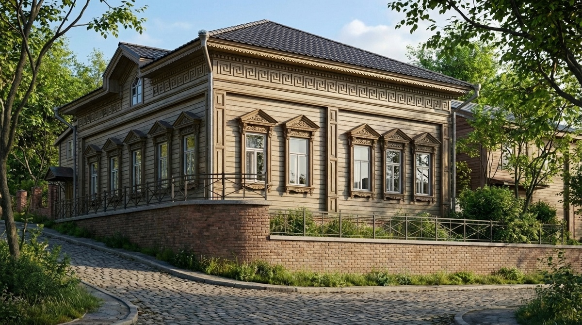 Деревянный дом с антресольным этажом построен в 1846 году. 