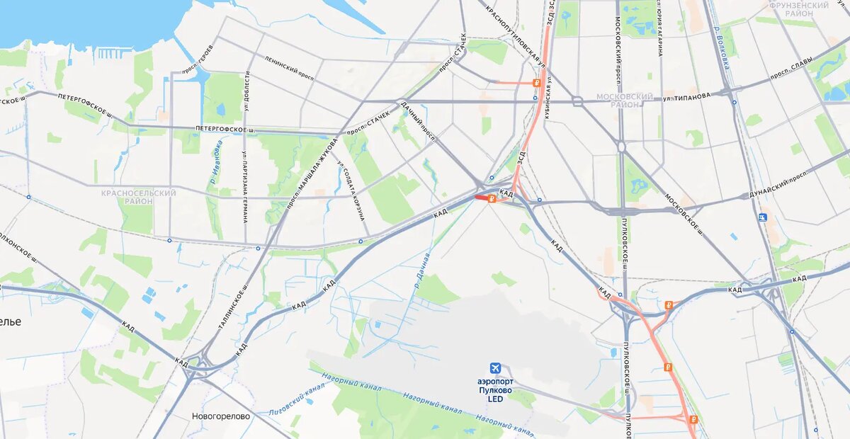    Зона дорожных работ. Фото: скриншот сервиса «Яндекс Карты»