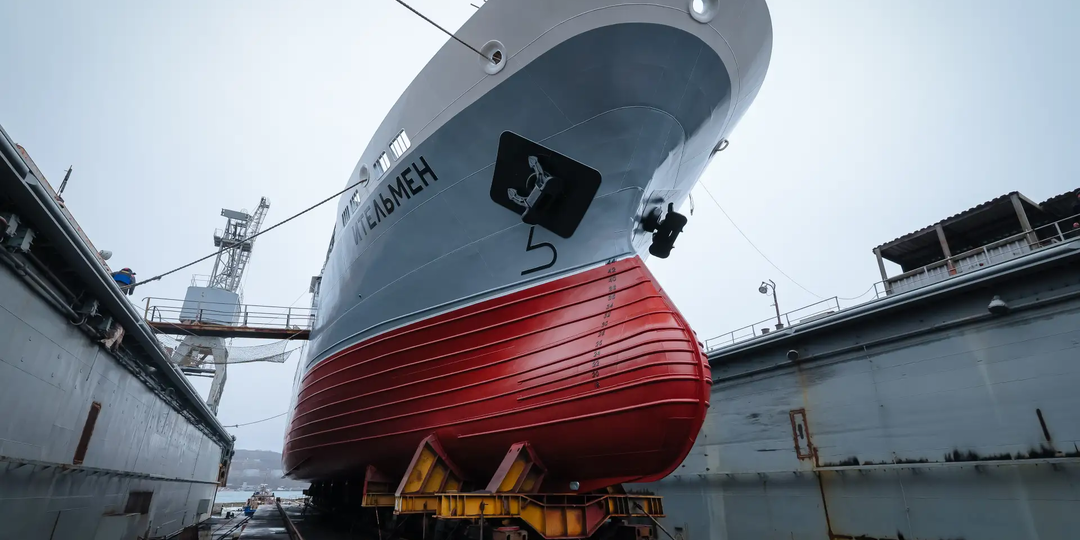 Судно «Ительмен» проекта 03141: за несколько секунд до спуска на воду