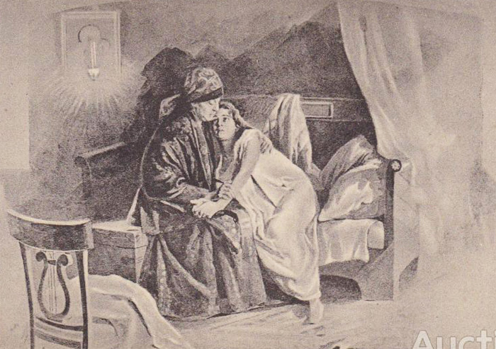 Татьяна и няня. Иллюстрация к роману "Евгений Онегин"