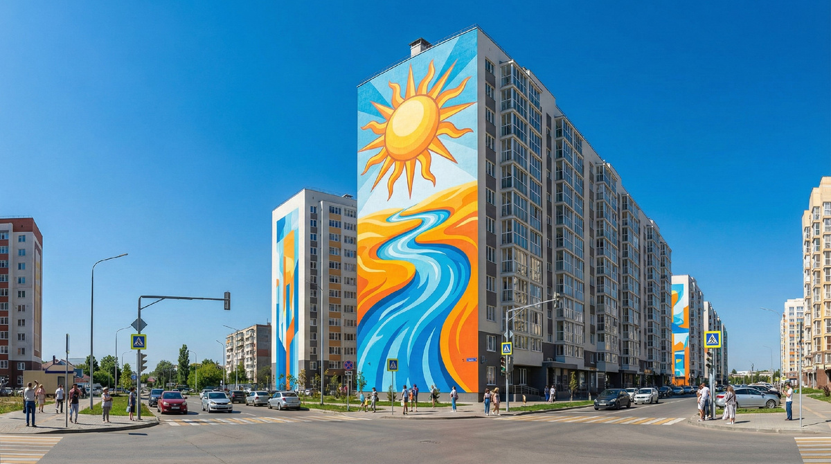 Мурал на торце жилого дома в Ростове-на-Дону