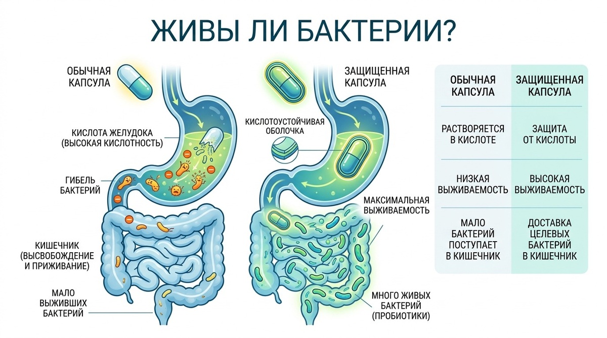 один штамм может пережить путь через верхние отделы ЖКТ лучше другого, даже если названия на упаковке для обычного человека выглядят почти одинаково.