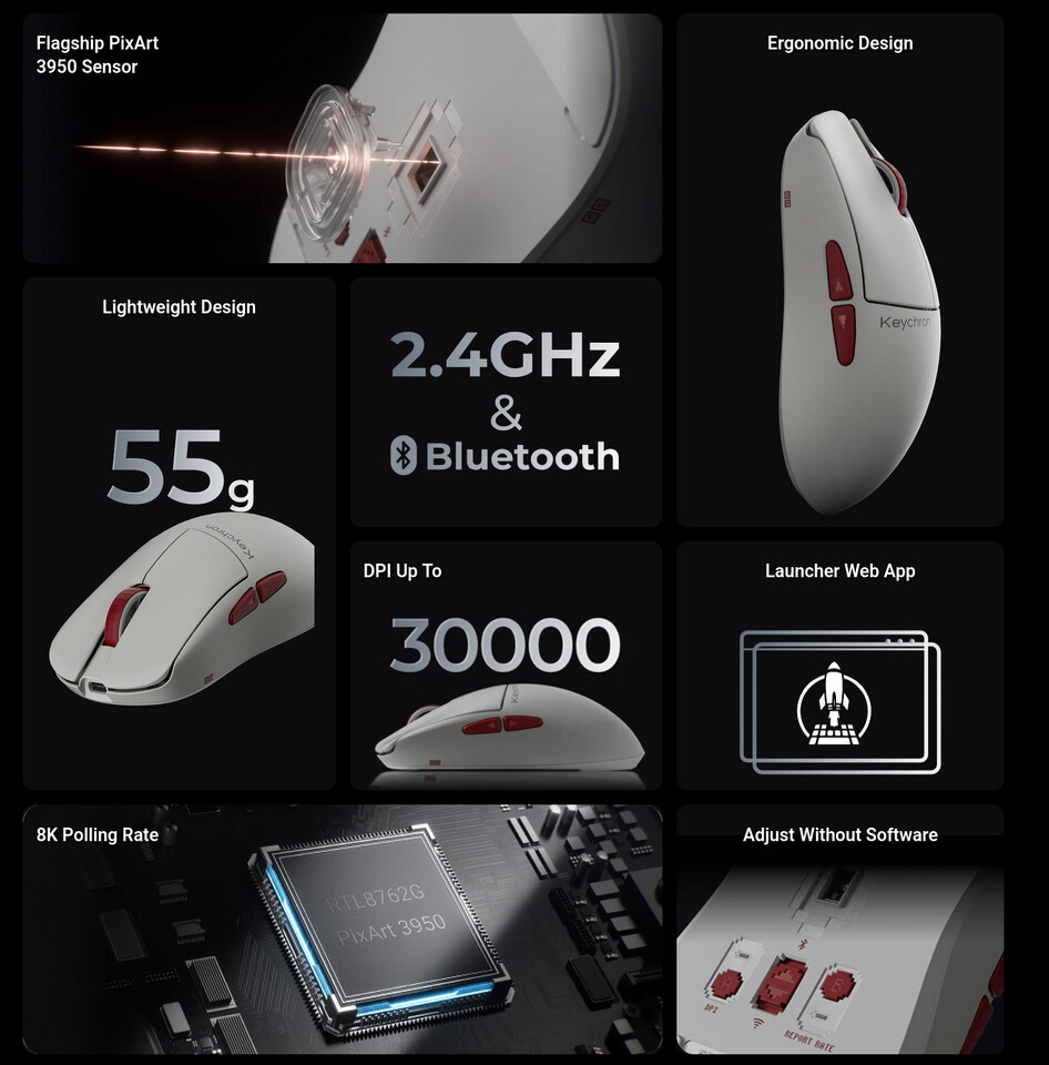    Keychron представила G4 и G5 — лёгкие игровые мыши с частотой опроса 8000 Гц