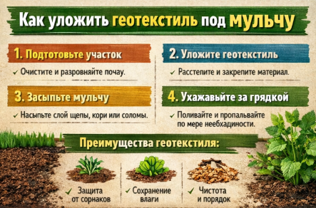 Как уложить геотекстиль под мульчу: пошагово