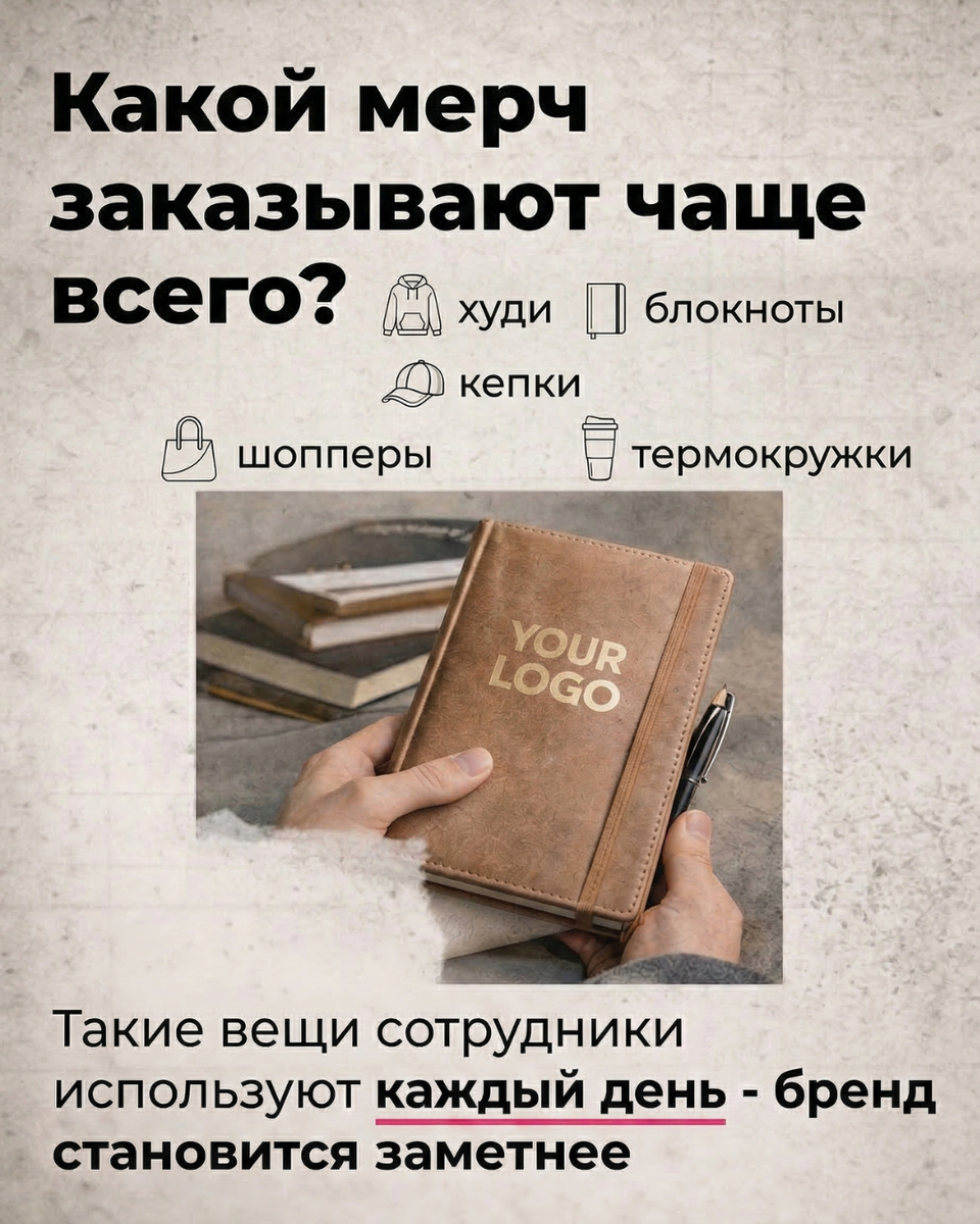 Корпоративный мерч — это эффективный канал коммуникации бренда, который превращает повседневные вещи в инструмент маркетинга и укрепления лояльности.

#корпоративныймерч #мерч #брендинг #маркетинг #промопродукция #сувениры #бренд #бизнес