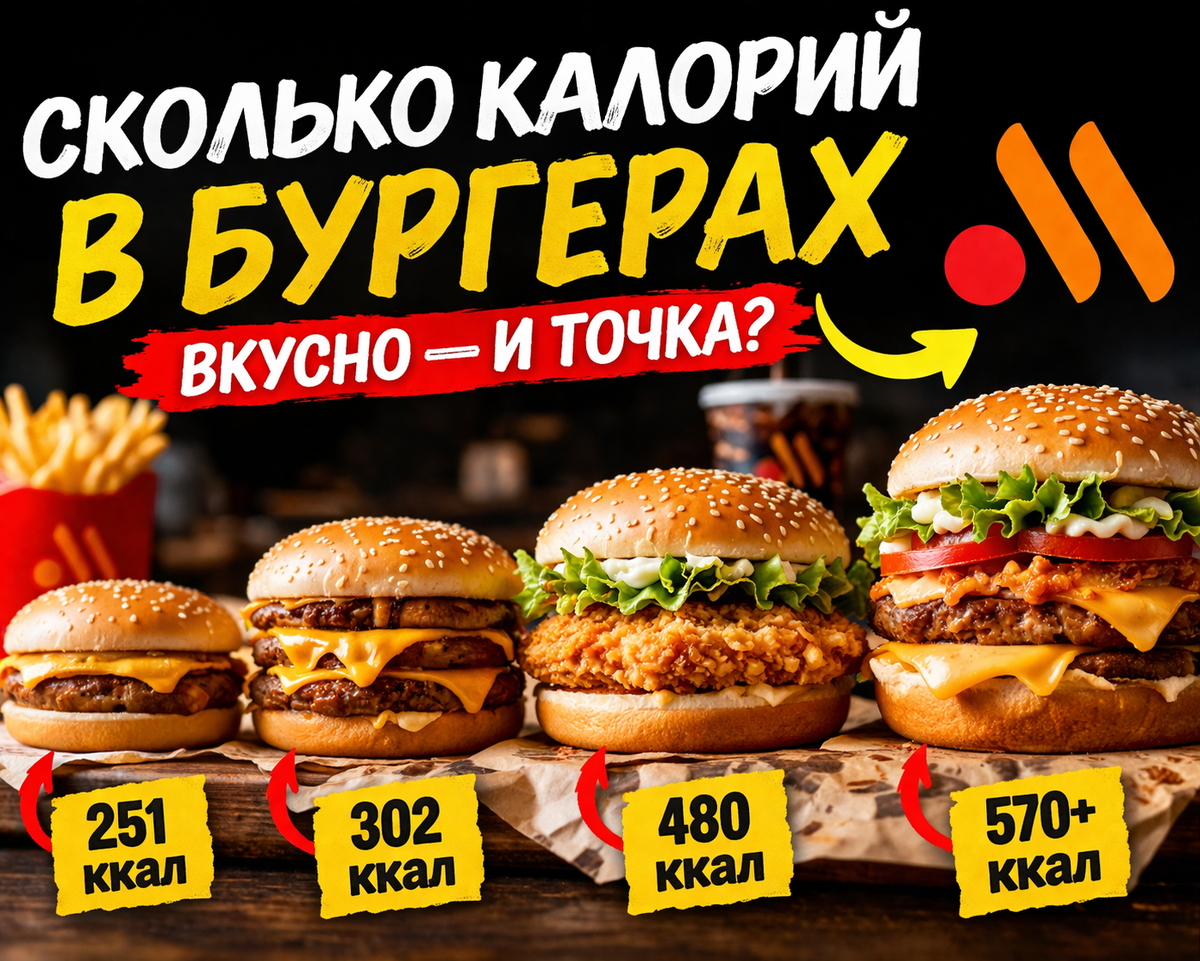 Бургеры Вкусно и Точка. Калории.