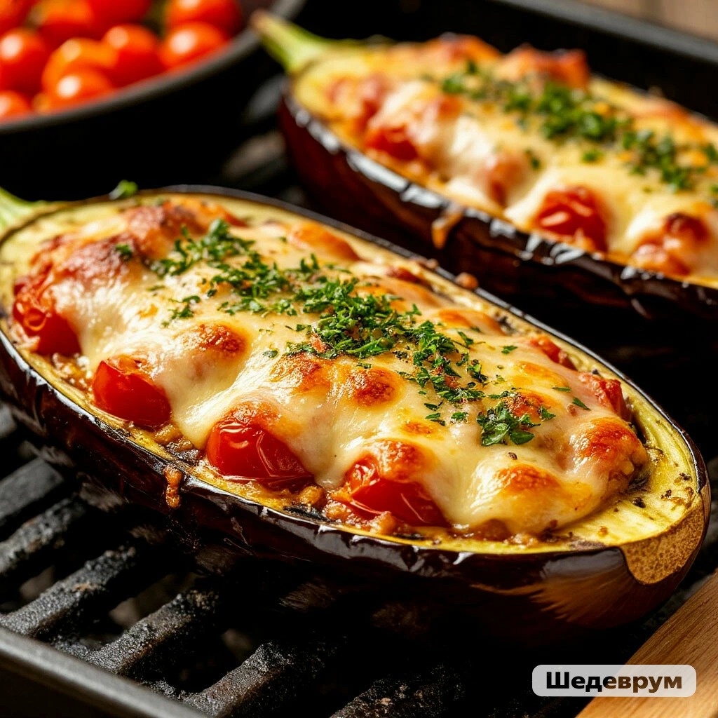 Запеченные баклажаны с сырным соусом