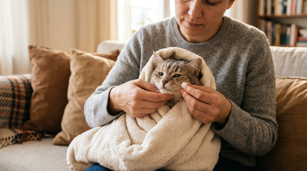 как дать коту таблетку
