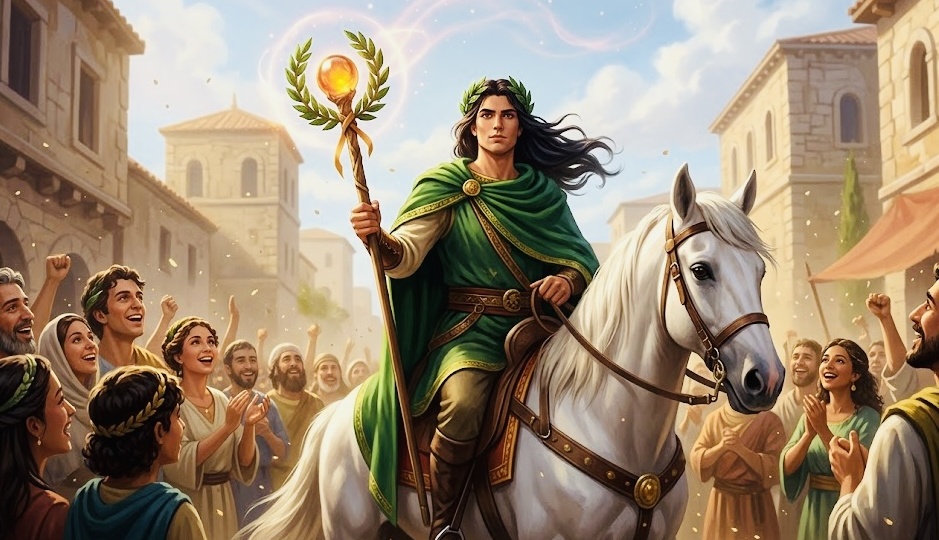 Шестерка Жезлов в Таро: Триумф воли и умение сиять без тени Самоуверенности.