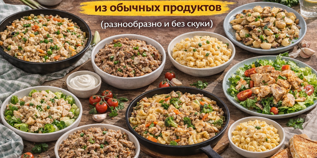 9 обедов за 12 минут из обычных продуктов