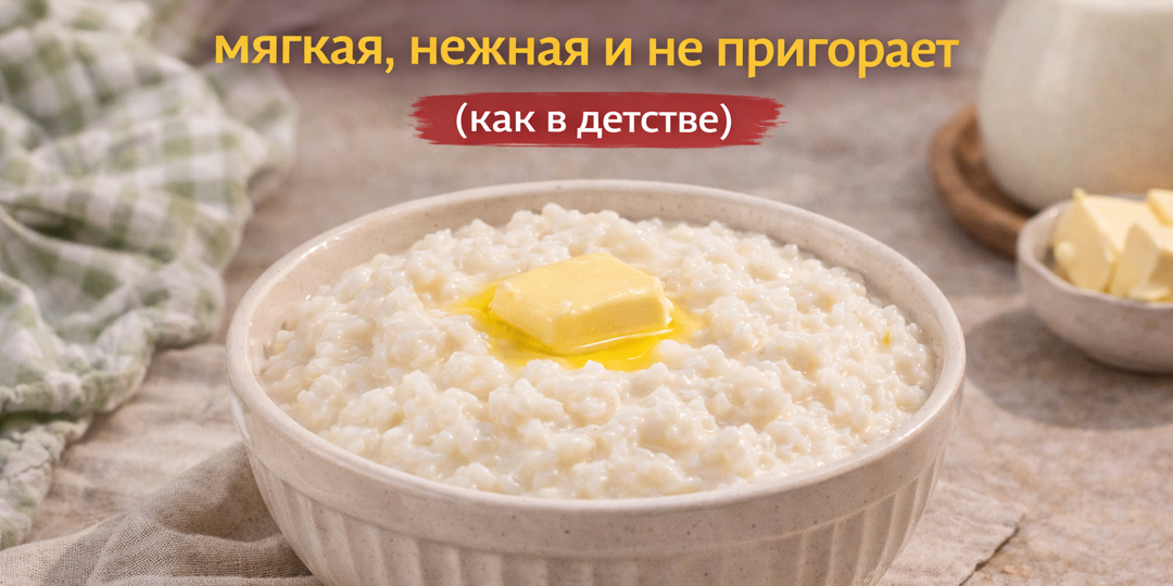 Рисовая каша на молоке — мягкая, нежная и не пригорает (как в детстве)