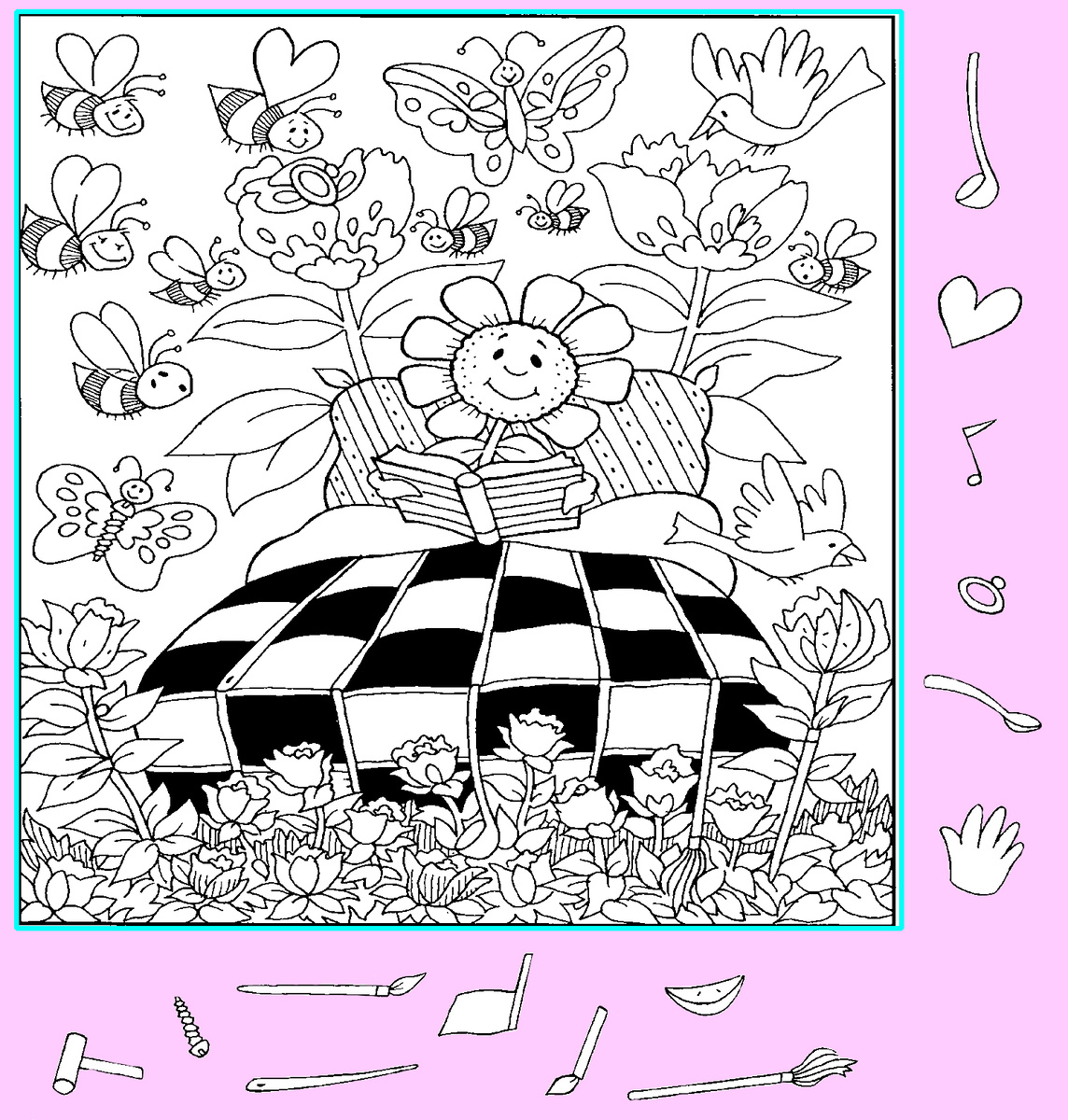 Тест на внимательность: найди сердце, кольцо, иголку и другие предметы на картинке. Картинка подготовлена автором