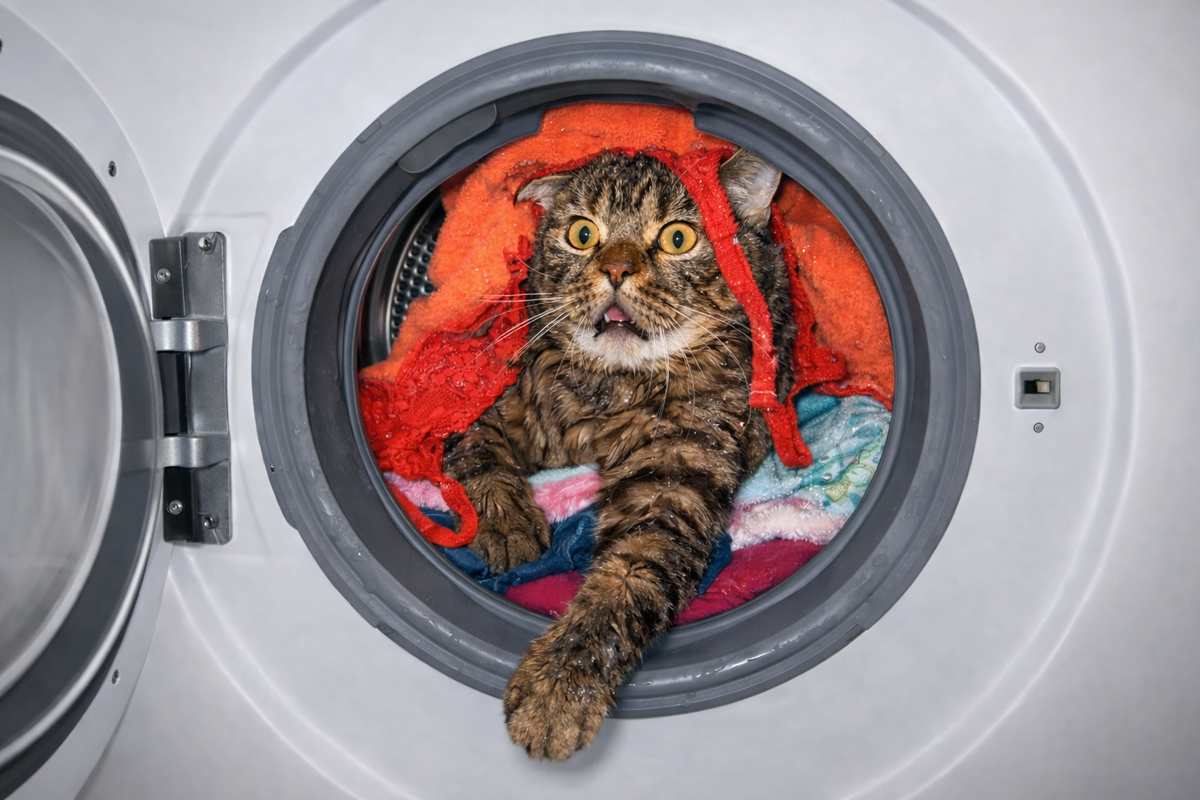 Кот в стиральной машине