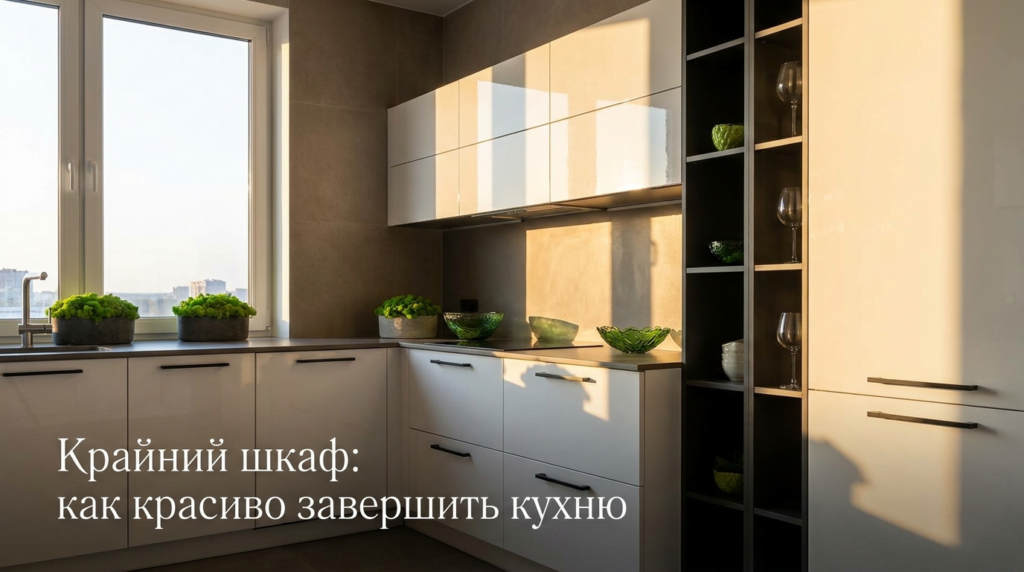    Вариант стильного завершения кухонного гарнитура с помощью торцевого модуля MDKUHNY