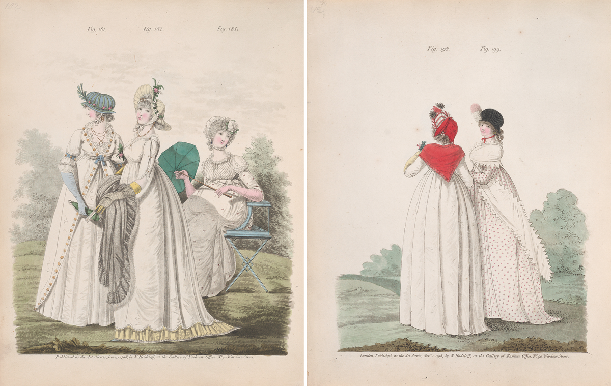 Иллюстрации из "Gallery of fashion", 1798