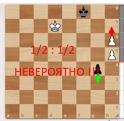 Бессмертное окончание: белый король не догоняет пешку, невероятная ничья