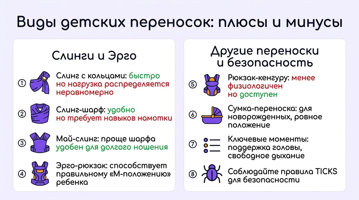 Виды переносок для ребенка: плюсы и минусы  📷
