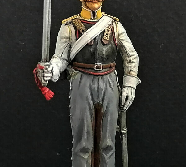 Спешенный кирасир Астраханского кирасирского полка, 1812 г. Военная миниатюра.