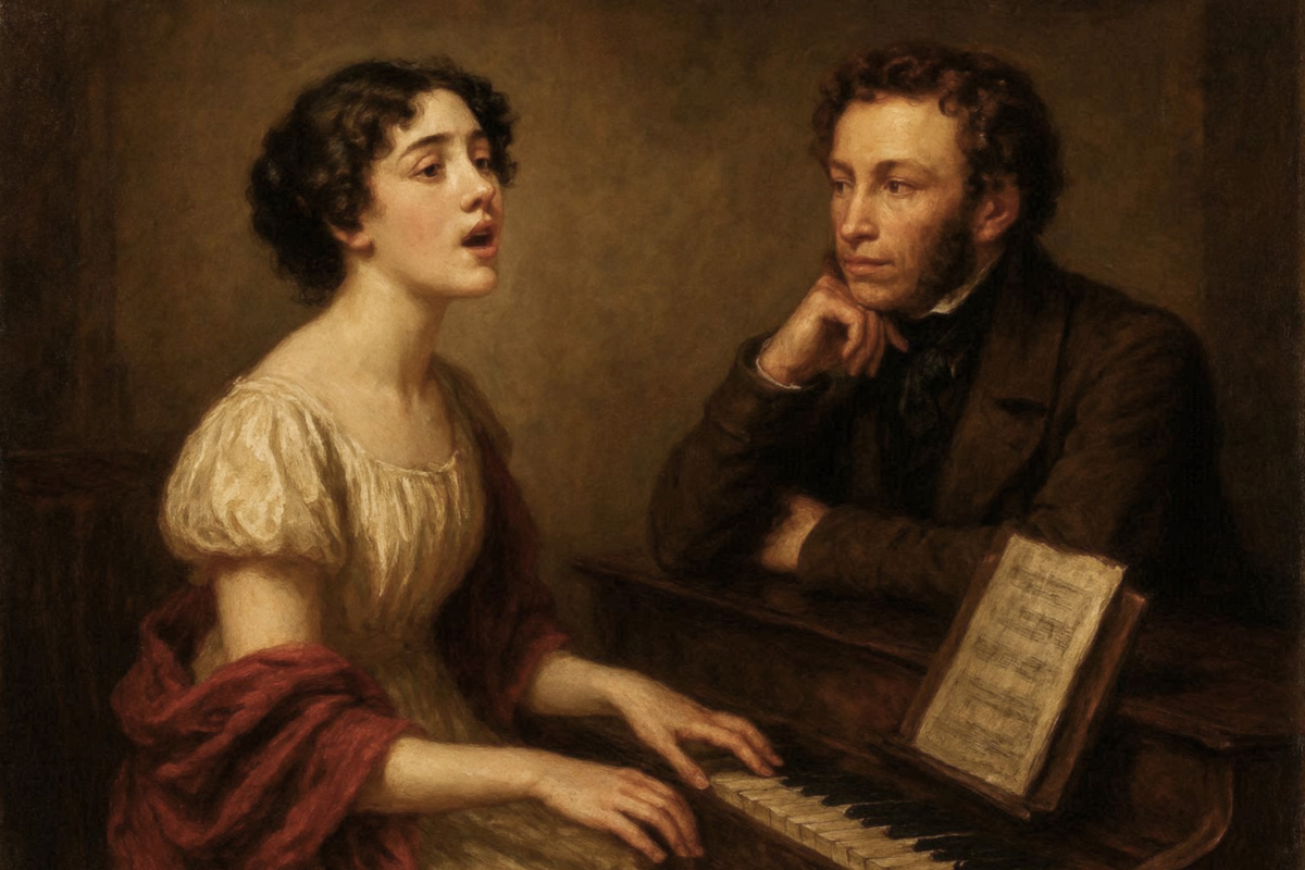 Александр Пушкин слушает романс Анны Олениной