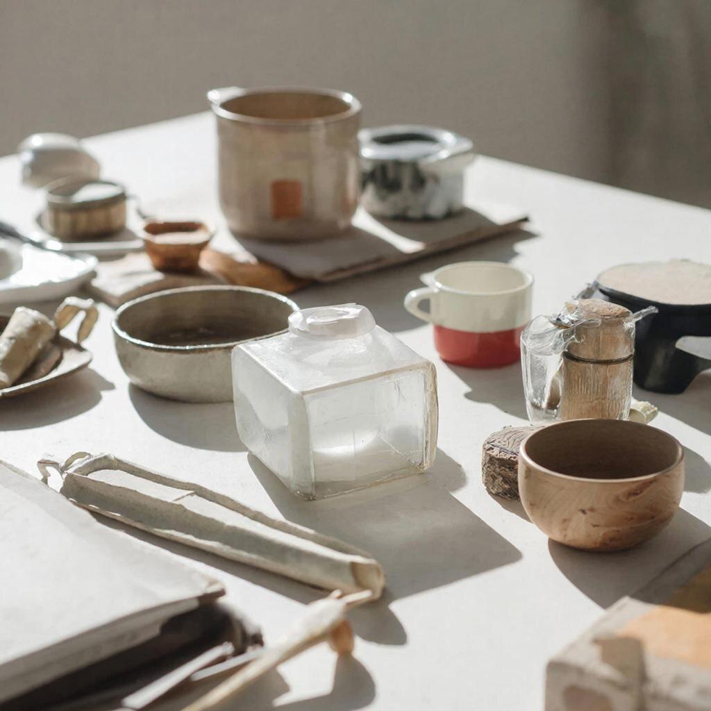 Аккуратно расставленные вещи на столе