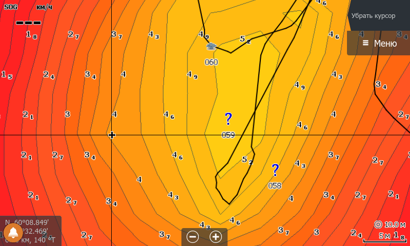 Тут яма, в которой у меня странно себя повёл дрон.
На эхолоте там тоже странный рельеф дна, я его пометил - потом ещё разок посмотрим!