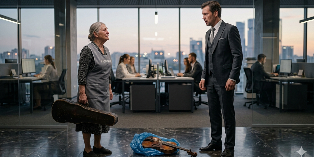 Почему богатый бизнесмен опустился на колени перед обычной мойщицей полов? Тайна синего пакета.