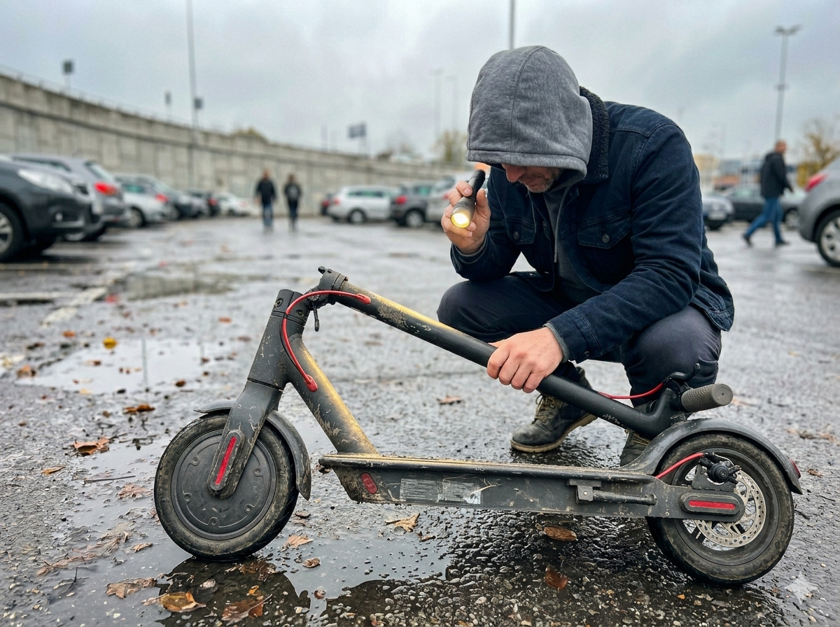 Фонарик — ваш лучший друг при осмотре б/у самоката. Светите в каждую щель.
