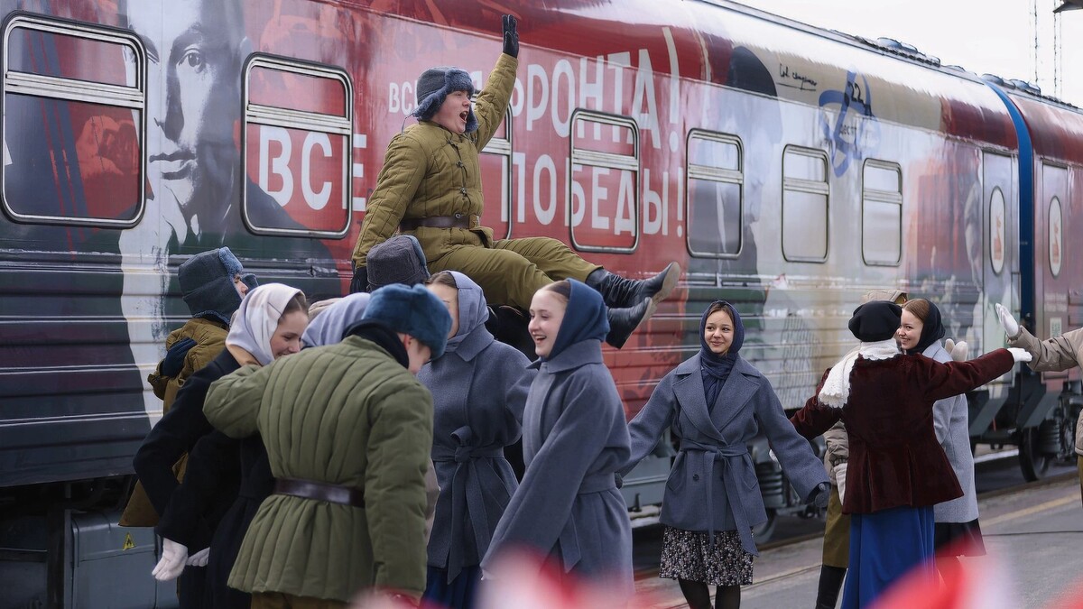    «Поезд Победы» в Лабытнанги. Фото: Никита Ковалев / «Ямал-Медиа»