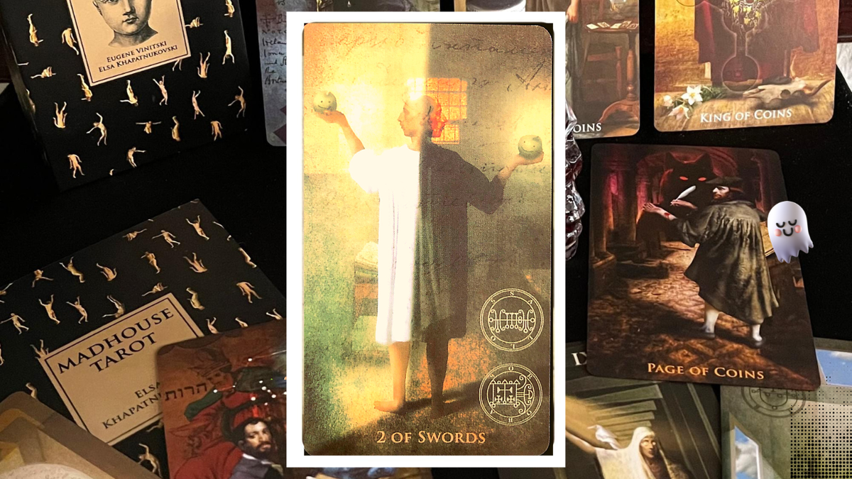 Двойка Мечей. Photo «Madhouse Tarot» by Eugene Vinitski, Elsa Khapatnukovski