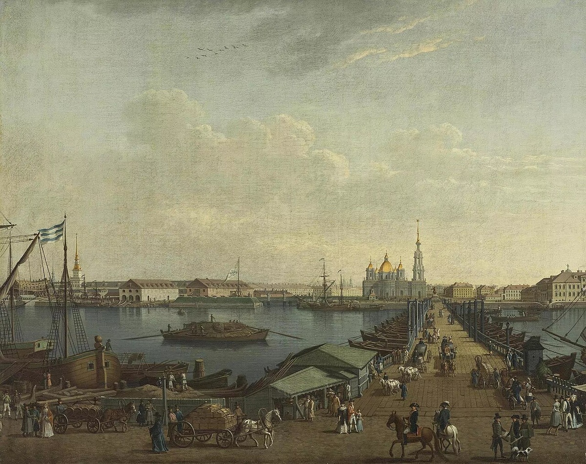 1790е г. Вид на наплавной мост и Исаакиевскую площадь