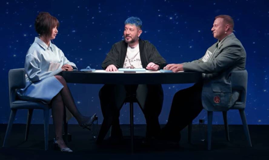    Олеся Иванченко, Артемий Лебедев и Дмитрий Журавлев в шоу "Натальная карта"Кадр из видео