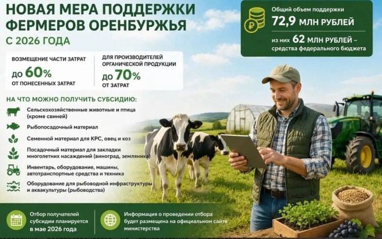 В Оренбургской области стартовала новая мера поддержки фермеров: органические получат больше