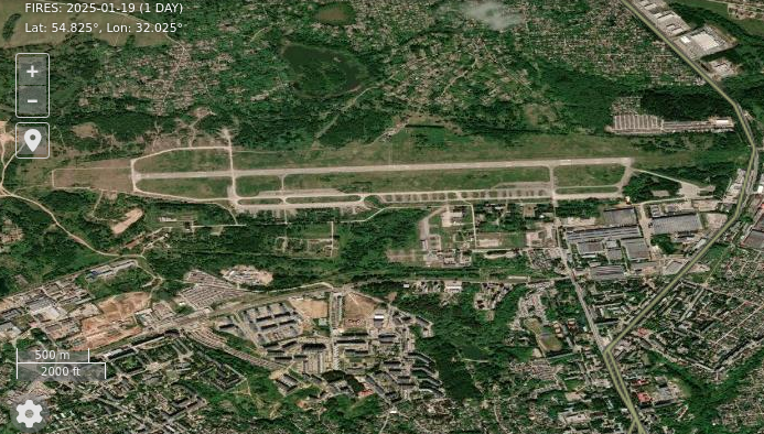 Снимки аэропорта «Северный» в Смоленске, сделанные спутником НАСА в 2025 году