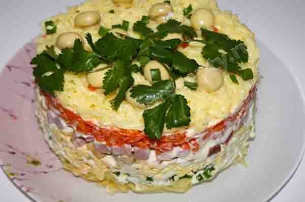 салат с грибами, шампиньонами