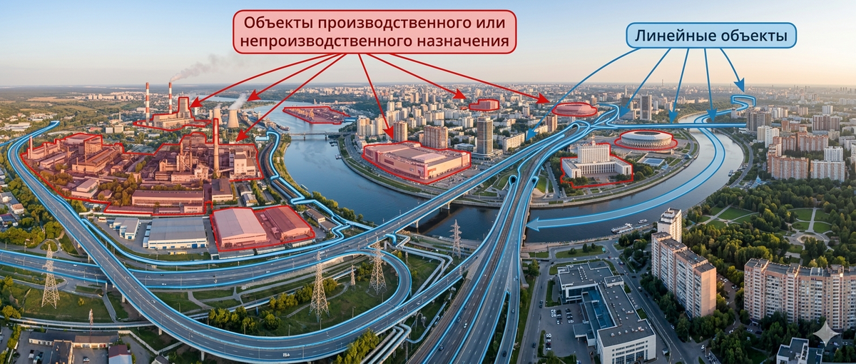 Город сочетает производственные объекты и линейную инфраструктуру.